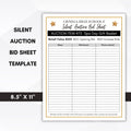 bid sheets for silent auction
